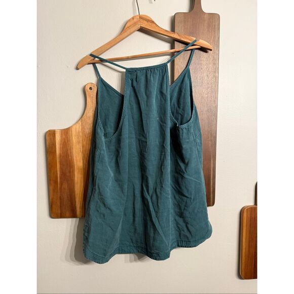 Anthropologie Forest Green Sleeveless Racerback Lyocell Tank Top Size Large - Picture 2 of 5